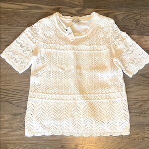 Talbots Short Sleeved Crocheted Sweater
